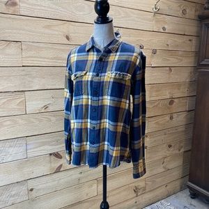 American Eagle flannel shirt navy yellow